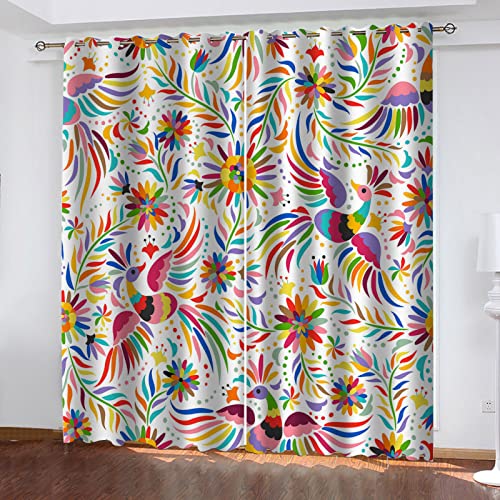 Blickdichter Vorhang Mit Ösen Bunte Blumen 2X B117x H138cm Verdunkelungsvorhang Verdunkelungsvorhang Mit Blickdichten Farben, Gardinen, Blickdicht Für Das Wohnzimmer von Generic
