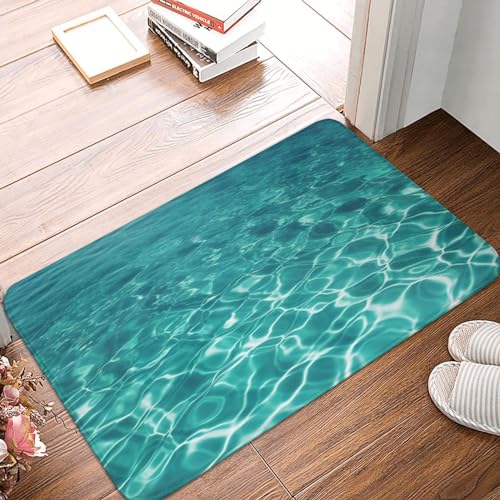 Blue Aqua Poolwasser Läufer Flur Waschbar Fußmatte Hochwertige Teppich Für Wohnaccessoires Wc Deko Terrasse 40 X 60Cm von Generic