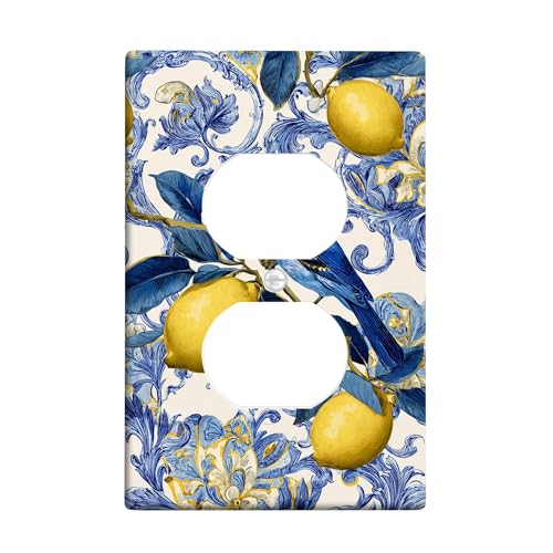Blue Bird und Lemon Lichtschalter-Abdeckplatten/Steckdosenabdeckungen, leuchtend gelbe Zitrusfrüchte für Frühlingsdekoration, thermoplastische Wandplatten, Standardgröße, Einzel-Duplex-Steckdose Blue Bird und Lemon Lichtschalter-Abdeckplatten/Steckdosenabdeckungen, leuchtend gelbe Zitrusfrüchte für Frühlingsdekoration, thermoplastische Wandplatten, Standardgröße, Einzel-Duplex-Steckdose von Generic