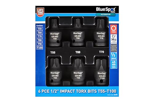 Blue Spot Tools T55-T100 Torx-Bits, 1,27 cm, 6 Stück von Generic