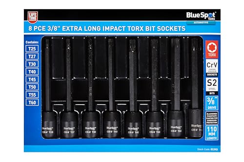 Blue Spot Tools T25-T60 extra lange Schlag-Torx-Bits, 0,95 cm, 8 Stück von Generic