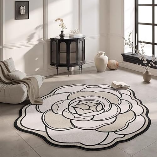 Blumen Bereich Teppich Unregelmäßig Geformte Teppich Bereich Waschbar Bereich Teppiche Für Wohnzimmer Schlafzimmer Esszimmer Eingang(Braun,300x300cm) von Generic