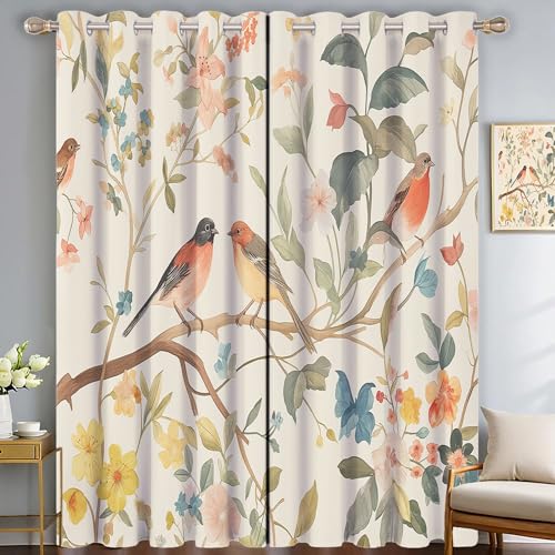 Blumen Singvögel Gardinen Blickdichte Thermo Vorhänge Mit Ösen Weich Vorhang Beigechinesisches Aquarell Wohnzimmer Schlafzimmer Verdunklungsvorhänge 2Er Set H215Xb110 cm Blumen Singvögel Gardinen Blickdichte Thermo Vorhänge Mit Ösen Weich Vorhang Beigechinesisches Aquarell Wohnzimmer Schlafzimmer Verdunklungsvorhänge 2Er Set H215Xb110 cm von Generic