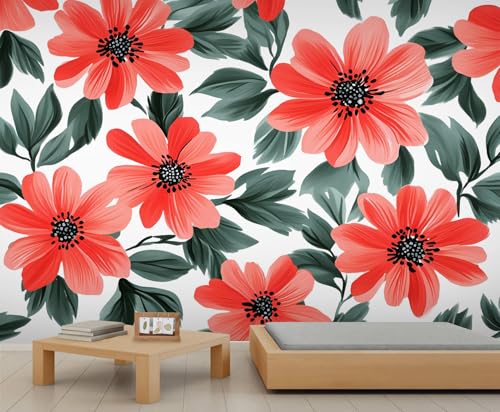 Blumen Tapete Blättertapete für Mädchenschlafzimmer Weiße Wandbilder für Wohnzimmer Natur Bürotapete Wohnzimmer 450 X 300 cm Blumen Tapete Blättertapete für Mädchenschlafzimmer Weiße Wandbilder für Wohnzimmer Natur Bürotapete Wohnzimmer 450 X 300 cm von Generic
