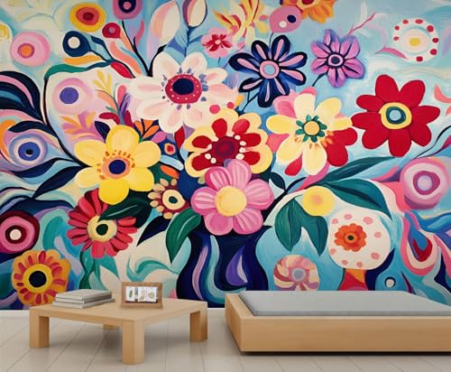 Blumen Tapeten Bunte Blumen Tapete Mädchenzimmer Abstrakte Wandtapete Blaue Tapete für Mädchenschlafzimmer Wohnzimmer Wandbild Poster 350X256cm Blumen Tapeten Bunte Blumen Tapete Mädchenzimmer Abstrakte Wandtapete Blaue Tapete für Mädchenschlafzimmer Wohnzimmer Wandbild Poster 350X256cm von Generic