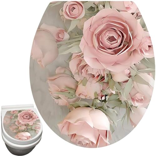 Generic Blumen Toilettensitz Sitz Deckel Aufkleber Toilettendeckel Deckungsabziehbilder Selbstklebend Abnehmbares Bad Wandaufkleber Für Toiletten Wc Toilettendekorationen von Generic