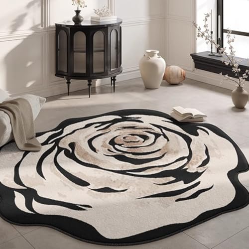 Blumen Unregelmäßigen Bereich Teppich Waschbar Teppich Für Wohnzimmer Schlafzimmer Esszimmer Büro Küche Tisch Große Indoor-Boden-Teppich-Matte(Pattern A,Diameter 300cm) von Generic