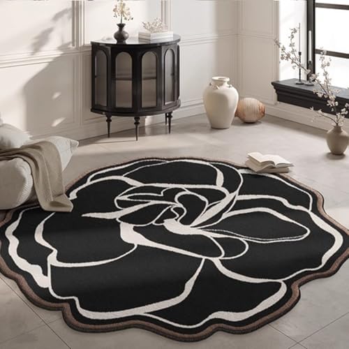 Blumen Unregelmäßigen Bereich Teppich Waschbar Teppich Für Wohnzimmer Schlafzimmer Esszimmer Büro Küche Tisch Große Indoor-Boden-Teppich-Matte(Pattern B,Diameter 160cm) von Generic