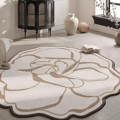 Blumen Unregelmäßigen Bereich Teppich Waschbar Teppich Für Wohnzimmer Schlafzimmer Esszimmer Büro Küche Tisch Große Indoor-Boden-Teppich-Matte(Pattern C,Diameter 180cm) von Generic