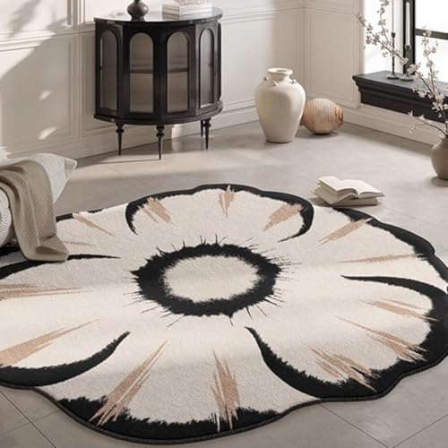 Blumen Unregelmäßigen Bereich Teppich Waschbar Teppich Für Wohnzimmer Schlafzimmer Esszimmer Büro Küche Tisch Große Indoor-Boden-Teppich-Matte(Pattern D,Diameter 300cm) von Generic