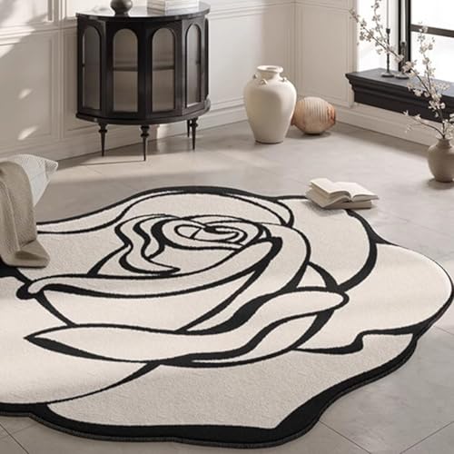 Blumen Unregelmäßigen Bereich Teppich Waschbar Teppich Für Wohnzimmer Schlafzimmer Esszimmer Büro Küche Tisch Große Indoor-Boden-Teppich-Matte(Pattern E,Diameter 300cm) von Generic