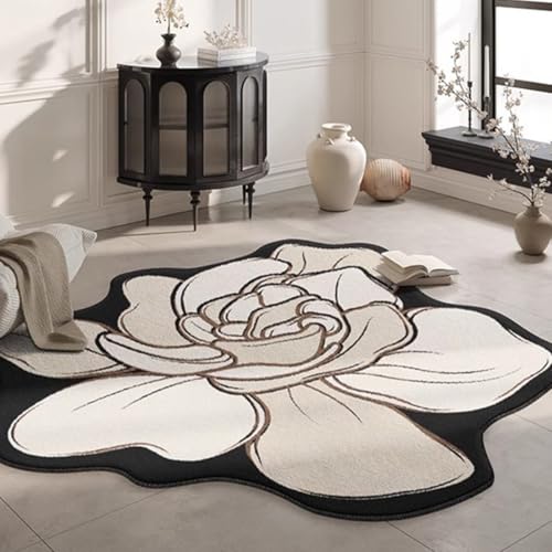 Blumen Unregelmäßigen Bereich Teppich Waschbar Teppich Für Wohnzimmer Schlafzimmer Esszimmer Büro Küche Tisch Große Indoor-Boden-Teppich-Matte(Pattern F,Diameter 160cm) von Generic