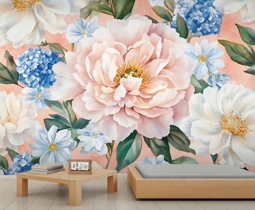 Blumen Wandbild Aquarell Pfingstrosen Wandtapete Hortensien Tapete Gänseblümchen Wandpapier für Schlafzimmer Wohnzimmer Poster 100 X 70 cm Blumen Wandbild Aquarell Pfingstrosen Wandtapete Hortensien Tapete Gänseblümchen Wandpapier für Schlafzimmer Wohnzimmer Poster 100 X 70 cm von Generic