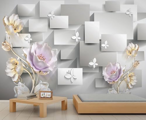 Blumen Wandbild Moderne Natur Tapete Geometrisches Muster Elegante Florale Akzent Tapete Schmetterlings Tapete für Kinder für Schlafzimmer Wohnzimmer 280 X 200 cm Blumen Wandbild Moderne Natur Tapete Geometrisches Muster Elegante Florale Akzent Tapete Schmetterlings Tapete für Kinder für Schlafzimmer Wohnzimmer 280 X 200 cm von Generic