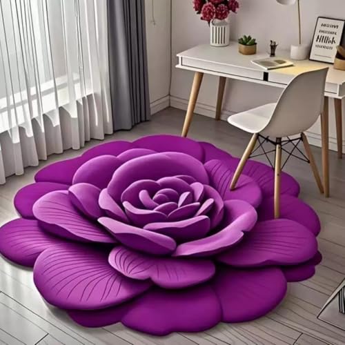 Bodenmatte aus floralem Plüsch und Kieselgur, Bodenmatte mit 3D-Blumen-Design, 3D-Blumen-Bodenteppich aus Kieselgur für Schlafzimmer, Küche, Bad, Sofa und Couchtisch (Purple,40 * 40cm) von Generic