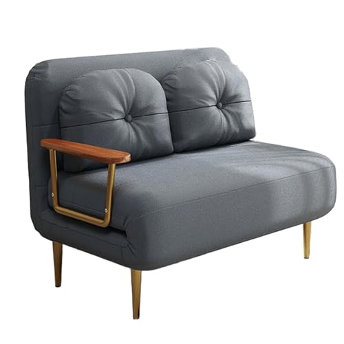 Bodensofa mit Schlaffunktion Samt Einzel-sofabett 6-Fach Verstellbare Rückenlehne Klappbares Gästebett mit Vergoldeten Armlehnen und Stuhlbeinen Abnehmbar und Waschbar(Gray,190 * 100 * 33cm) von Generic