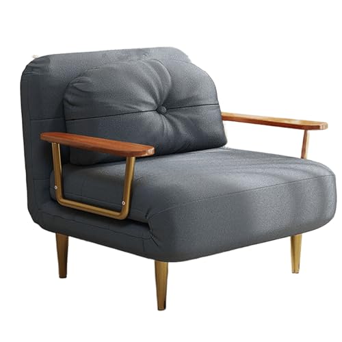 Bodensofa mit Schlaffunktion Samt Einzel-sofabett 6-Fach Verstellbare Rückenlehne Klappbares Gästebett mit Vergoldeten Armlehnen und Stuhlbeinen Abnehmbar und Waschbar(Gray,190 * 80 * 33cm) von Generic