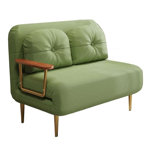 Bodensofa mit Schlaffunktion Samt Einzel-sofabett 6-Fach Verstellbare Rückenlehne Klappbares Gästebett mit Vergoldeten Armlehnen und Stuhlbeinen Abnehmbar und Waschbar(Green,190 * 100 * 33cm) von Generic