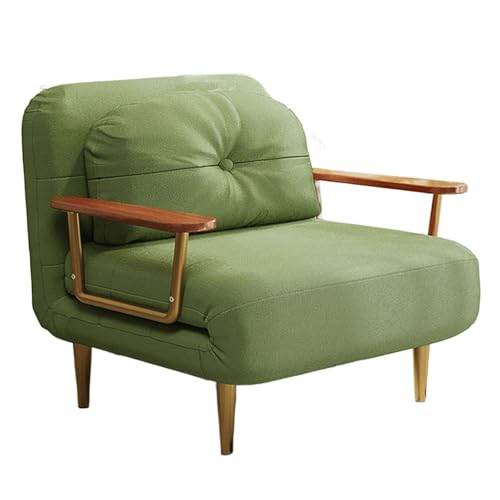 Bodensofa mit Schlaffunktion Samt Einzel-sofabett 6-Fach Verstellbare Rückenlehne Klappbares Gästebett mit Vergoldeten Armlehnen und Stuhlbeinen Abnehmbar und Waschbar(Green,190 * 80 * 33cm) von Generic