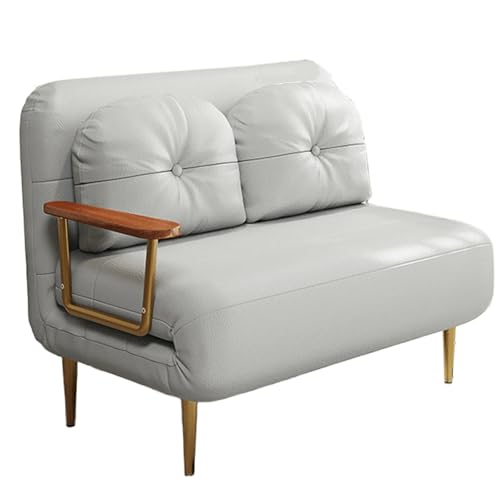 Bodensofa mit Schlaffunktion Tech-Leder Einzel-sofabett 6-Fach Verstellbare Rückenlehne Klappbares Gästebett mit Vergoldeten Armlehnen und Stuhlbeinen(Gray,190 * 100 * 33cm) von Generic