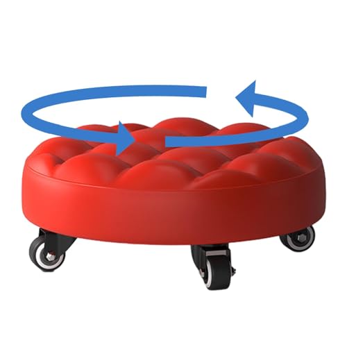 Bodenstühle für Erwachsene – Werkstatthocker, niedrige Höhe, Rollhocker aus PU-Leder | niedriger Hocker mit Rollsitz, Yoga- und Meditationsstuhl für den Innenbereich, vielseitiger Bodenstuhl von Generic