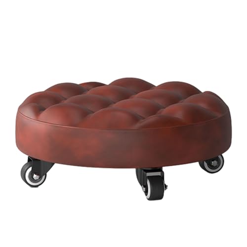 Bodenstühle für Erwachsene – Werkstatthocker, niedrige Höhe, Rollhocker aus PU-Leder | niedriger Hocker mit Rollsitz, Yoga- und Meditationsstuhl für den Innenbereich, vielseitiger Bodenstuhl von Generic