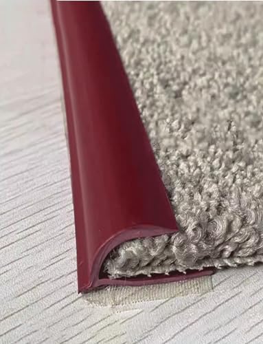 Bodenübergangsleisten, extra lange Teppichrandveredelung, selbstklebend, flexibler PVC-Teppichrandrand-Finish, für Teppichstärken von 7mm bis 12mm(Dark Red, 1m/39in) von Generic