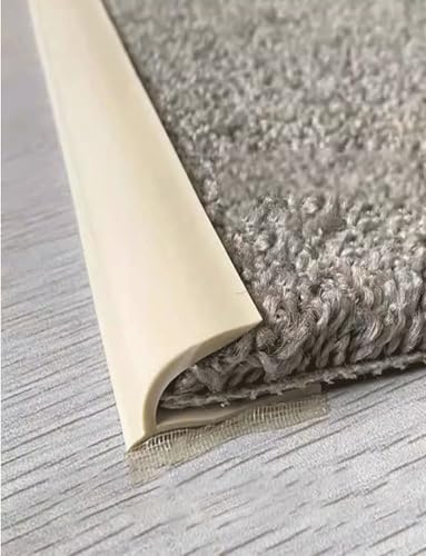 Bodenübergangsstreifen, extra lange Teppichrandveredelung, selbstklebend, flexibler PVC-Teppichrandrand-Finish, für Teppichstärken von 7mm bis 12mm(Milk, 1m/39in) von Generic
