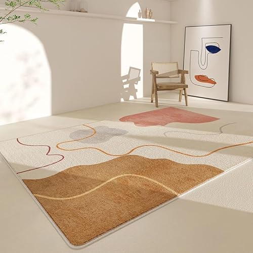 Boho Art Area Teppich Waschbarer Teppich Für Wohnzimmer Ästhetische Jahrhundert Teppich Weiche rutschfeste Niedrige Plie Teppiche(Gelb,160x230cm) von Generic