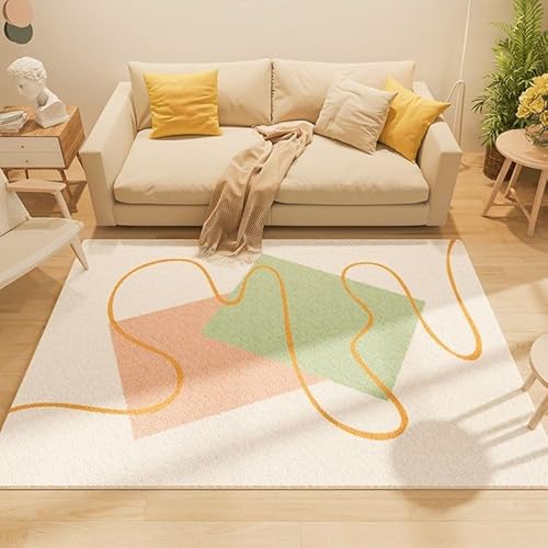 Boho Art Area Teppich Waschbarer Teppich Für Wohnzimmer Ästhetische Minimalistische Mitte des Jahrhunderts Teppich Weicher Rutschschutz Niedrig(Pink,200x300cm) von Generic