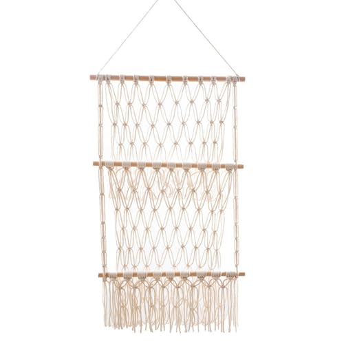 Boho MacRame Staff, MacRame Wall Statsves, gewebtes Wandregal mit Quasten, multifunktionales Spielzeugregal, böhmische Kunstdekoration für Balkone, Dor Boho MacRame Staff, MacRame Wall Statsves, gewebtes Wandregal mit Quasten, multifunktionales Spielzeugregal, böhmische Kunstdekoration für Balkone, Dor von Generic