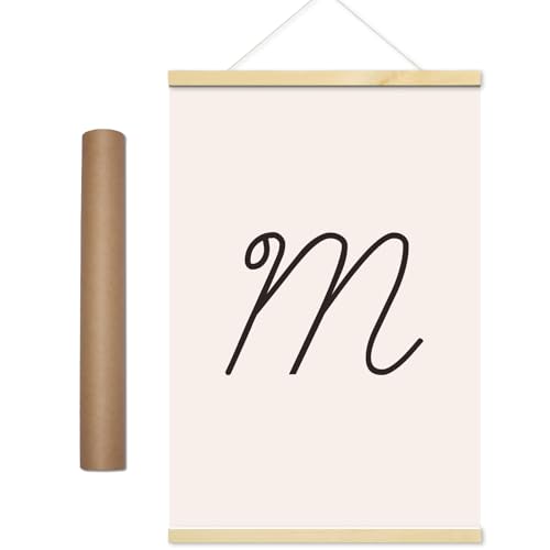 Boho-Wanddekoration, kursives Alphabet, handgefertigt, Holz, Familien-Initialenschild für Heimdekoration, Schlafzimmer, Wohnzimmer, Kinderzimmer von Generic