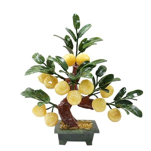 Bonsai-Baum Attrappe Topfpflanze Jade Pfirsichbaum für Innenbereich Zuhause Büro Schreibtisch Zimmer Dekoration Ornamente Natürlich Jade Künstliche Pflanze Künstliche Bonsai Blumen Kreative Geschenke( von Generic