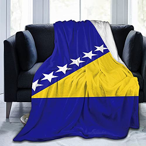Bosnien und Herzegowina-Flagge, Fleece, warm, weich, antistatisch, dick, flauschig, Luxus-Bettdecke für Couch, Bett, Sofa, ultraluxuriös, warm und gemütlich, für alle Jahreszeiten, 152 x 127 cm von Generic
