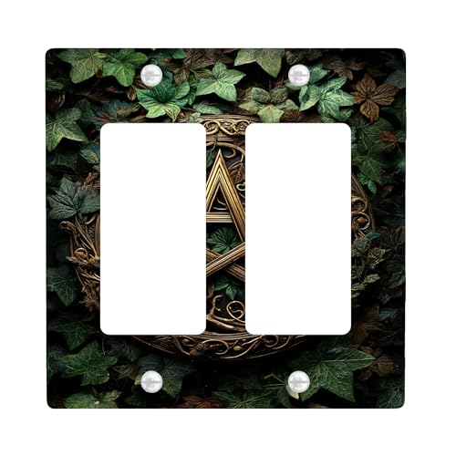 Botanical Efeu Lichtschalter-Abdeckplatten / Steckdosenabdeckungen Blatt-Design für Frühlingsdekor Vintage-Stil Thermoplastische Wandplatten Standardgröße Doppelwippe von Generic