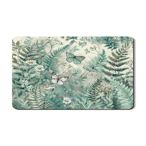 Botanische Abtropfmatten für Küchentheke, Vintage-grünes Blumenmuster, saugfähiges Gummi-Abtropfgestell, Frühlingsblatt-Druck, Trockenunterlage für Küchentheke, Schutz, 30,5 x 50,8 cm Botanische Abtropfmatten für Küchentheke, Vintage-grünes Blumenmuster, saugfähiges Gummi-Abtropfgestell, Frühlingsblatt-Druck, Trockenunterlage für Küchentheke, Schutz, 30,5 x 50,8 cm von Generic
