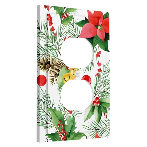 Botanische Lichtschalter-Abdeckplatten/Steckdosenabdeckungen, roter Weihnachtsstern und grüne Kiefern für Weihnachten, Ferienhausdekoration, Standard-Größe, Einzel-Duplex-Steckdose Botanische Lichtschalter-Abdeckplatten/Steckdosenabdeckungen, roter Weihnachtsstern und grüne Kiefern für Weihnachten, Ferienhausdekoration, Standard-Größe, Einzel-Duplex-Steckdose von Generic
