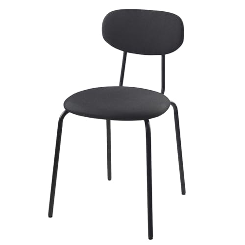 Boucle Esszimmerstühle 2er Set, Stapelbare Gepolsterte Küchenstühle mit Gebogener Rückenlehne, Tragbar für Wohnung, Esszimmer, Wohnzimmer(Black,1PCS) von Generic
