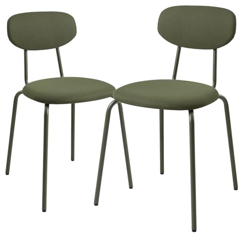 Boucle Esszimmerstühle 2er Set, Stapelbare Gepolsterte Küchenstühle mit Gebogener Rückenlehne, Tragbar für Wohnung, Esszimmer, Wohnzimmer(Green,2PCS) von Generic