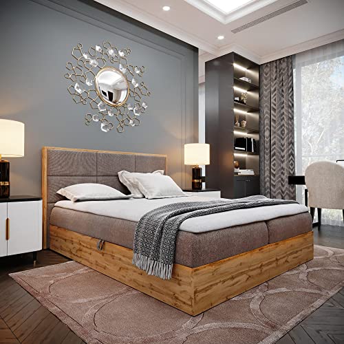LOFT 1 Boxspringbett Doppelbett - Das Perfekte Bett für Ihr Schlafzimmer. 120x200cm Mit Bonellmatratze, Bettkasten für Bettwäsche und Topper. Mit Kopfteil. (Braun, 120x200) von Furnistar