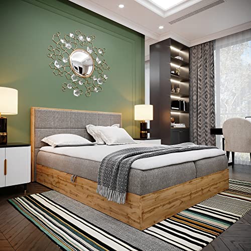 Boxspringbett Doppelbett LOFT 2 - Das perfekte Bett für Ihr Schlafzimmer. 140x200cm Bett mit Bonellmatratze, mit Bettkasten für Bettwäsche und Topper. Bett mit Kopfteil. (LOFT 2 GRAU, 140x200) von Furnistar