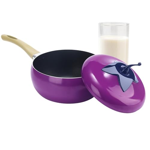 Bratpfanne mit Deckel, Stielkasserolle Kochtopf, Obstförmige Induktion Kochtopf, Antihaft-Tief-Kochgeschirr Pfanne, Multi-Use-Induktionskocher für Heimküche oder Restaurant von Generic