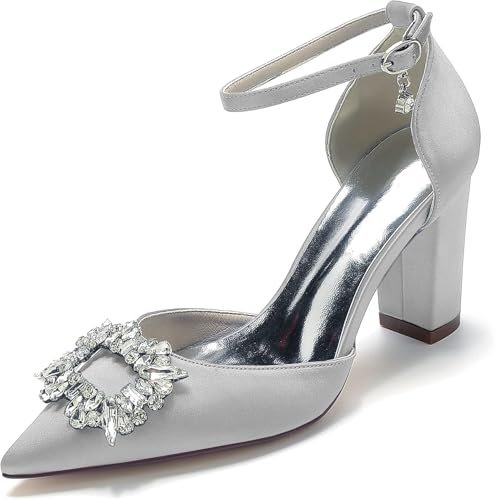 Brautschuhe Für Hochzeitskleid Schuhe Chunky Heels High Heels Sandalen Mit Absatz Braut Spitze Spitze Geschlossene Zehen Pumps Sandale Frauen Blockabsätze, Silver, 8 UK Brautschuhe Für Hochzeitskleid Schuhe Chunky Heels High Heels Sandalen Mit Absatz Braut Spitze Spitze Geschlossene Zehen Pumps Sandale Frauen Blockabsätze, Silver, 8 UK von Generic