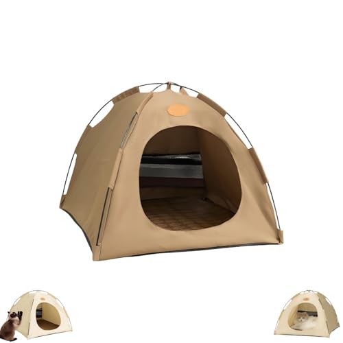 BreezyDen Pop-Up-Haustierzelt – Tragbarer Unterschlupf for Katzen und kleine Hunde, Tragbares Haustierhaus, Atmungsaktives Netzgewebe, Kratzfest, Vollständig Waschbar(Brown,S) von Generic