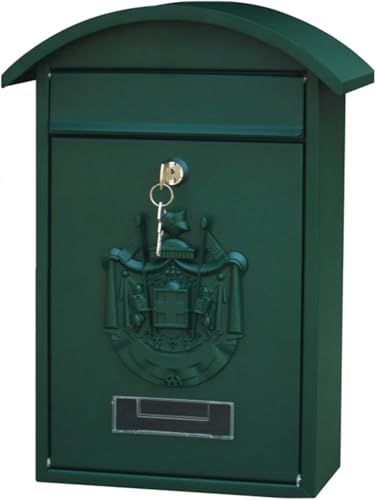 Briefkästen Im Vintage-Stil Klassischer Wandmontierter Abschließbarer Wetterfester Briefkasten Mit Sichtbarem Fenster, Blue, Green von Generic