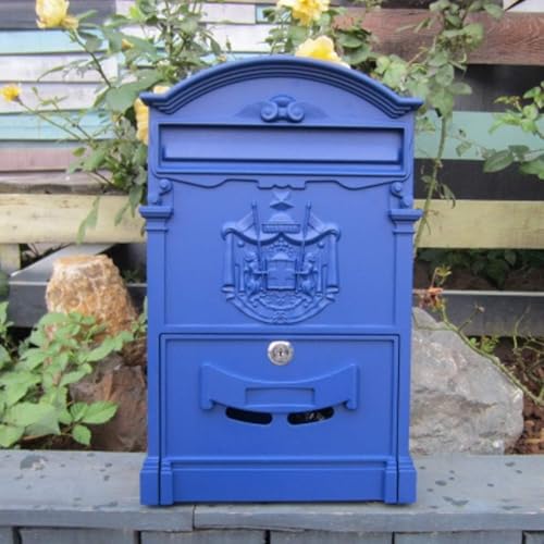 Briefkasten Wandbehang Outdoor Post Box Wasserdicht Outdoor Mit Schloss Briefkasten Kreativ Vintage, Blue von Generic