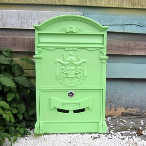 Briefkasten Wandbehang Outdoor Post Box Wasserdicht Outdoor Mit Schloss Briefkasten Kreativ Vintage, Green von Generic