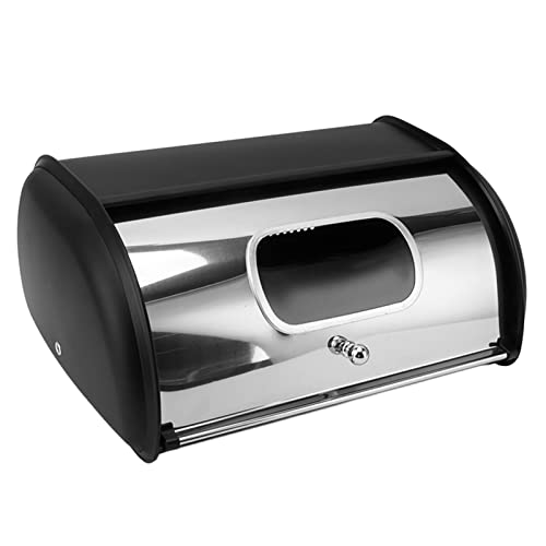 Brotkasten Mit Großem Fassungsvermögen - Eisen Brotaufbewahrung Mit Kleinem Sichtfenster - Schwarzer Brotbehälter für Küchenarbeitsplatte und Bauernhaus 13.6x9.1x5.7inch von Generic