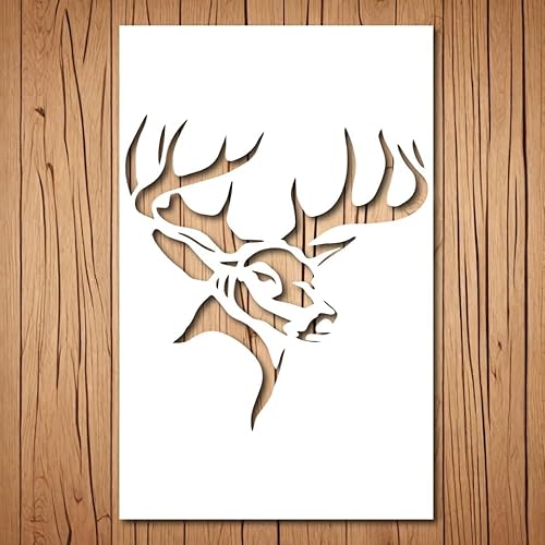 Buck-Schablone, wiederverwendbare Jagdtiere, Hirsch-Silhouetten-Schablonen zum Malen auf Holz, Glas, Wand, Stein, Stoff, Wänden, Leinwand, Glaswaren, Sprühmalerei, Airbrushing, Hirsch-Schablone (17,8 von Generic