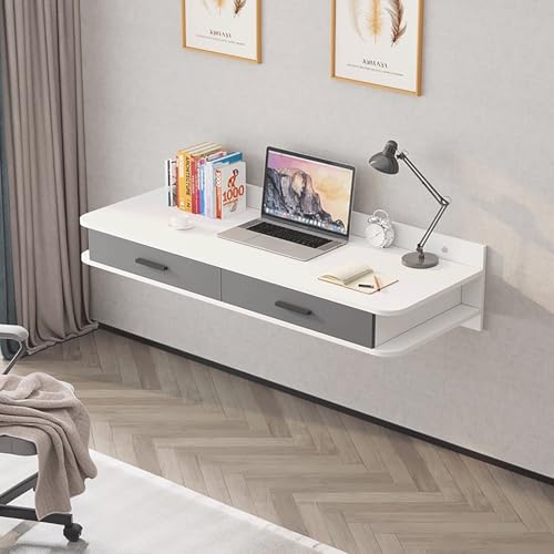 Büro-Computertisch Wandmontierter Schreibtisch Holz-Schminktisch Mit Schubladen Schminktisch & Schreibtisch Kombi for Homeoffice und Gaming(E,60cm24in) von Generic